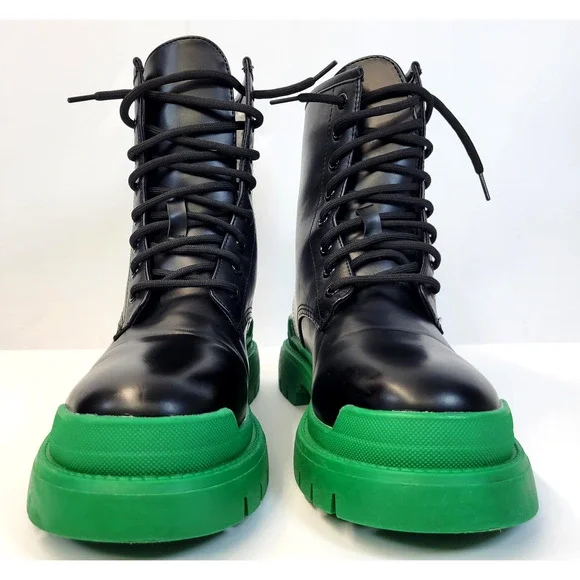 Liliana Combat Boots Womens Size 10 Black Green Lace Up Chunky Platform Grunge - Picture 3 of 16